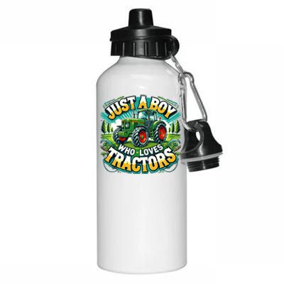 Just A Boy Who Loves Tractors Aluminum Water Bottle 