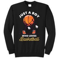 Just A B Oy Who Loves Basketball Sports Lover Player Gift Tall Sweatshirt