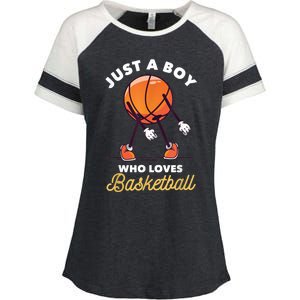 Just A B Oy Who Loves Basketball Sports Lover Player Gift Enza Ladies Jersey Colorblock Tee