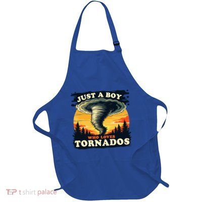 Just A Boy Who Loves Tornados Meteorology Storm Chaser Full-Length Apron With Pockets
