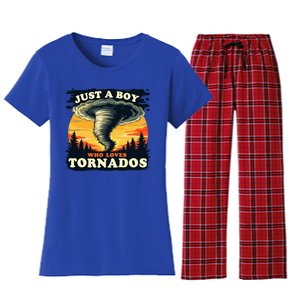 Just A Boy Who Loves Tornados Meteorology Storm Chaser Women's Flannel Pajama Set