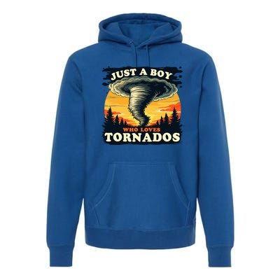 Just A Boy Who Loves Tornados Meteorology Storm Chaser Premium Hoodie