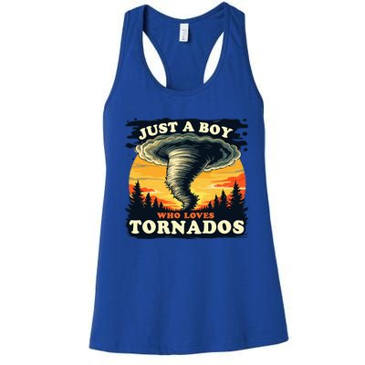 Just A Boy Who Loves Tornados Meteorology Storm Chaser Women's Racerback Tank