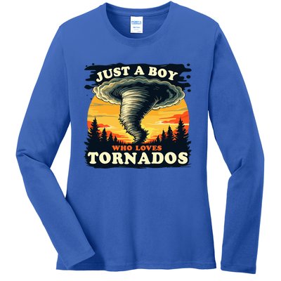 Just A Boy Who Loves Tornados Meteorology Storm Chaser Ladies Long Sleeve Shirt