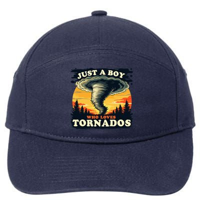 Just A Boy Who Loves Tornados Meteorology Storm Chaser 7-Panel Snapback Hat