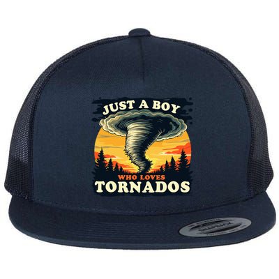 Just A Boy Who Loves Tornados Meteorology Storm Chaser Flat Bill Trucker Hat