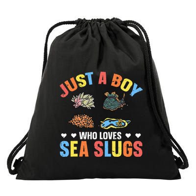 Just A Boy Who Loves Sea Slugs Quote For A Sea Slug Boy Drawstring Bag