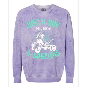 Just A Boy Who Loves 4 Wheelers Atv Quad Colorblast Crewneck Sweatshirt