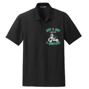 Just A Boy Who Loves 4 Wheelers Atv Quad Dry Zone Grid Polo