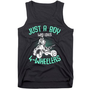 Just A Boy Who Loves 4 Wheelers Atv Quad Tank Top