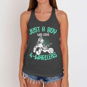 Just A Boy Who Loves 4 Wheelers Atv Quad Women's Knotted Racerback Tank