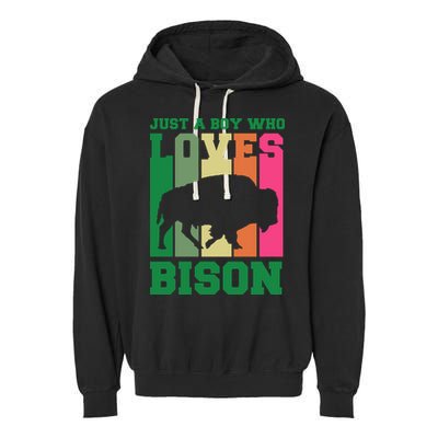 Just A Boy Who Loves Bison Garment-Dyed Fleece Hoodie