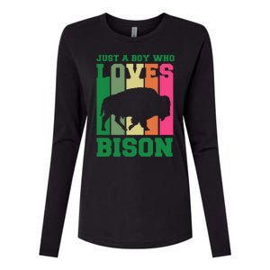 Just A Boy Who Loves Bison Womens Cotton Relaxed Long Sleeve T-Shirt