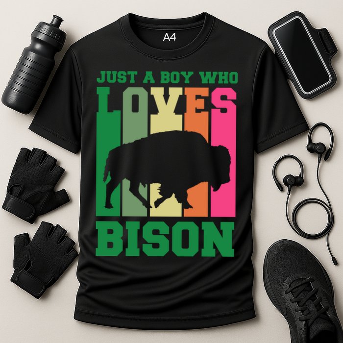Just A Boy Who Loves Bison Cooling Performance Crew T-Shirt