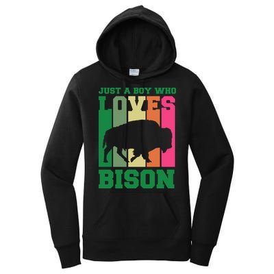 Just A Boy Who Loves Bison Women's Pullover Hoodie