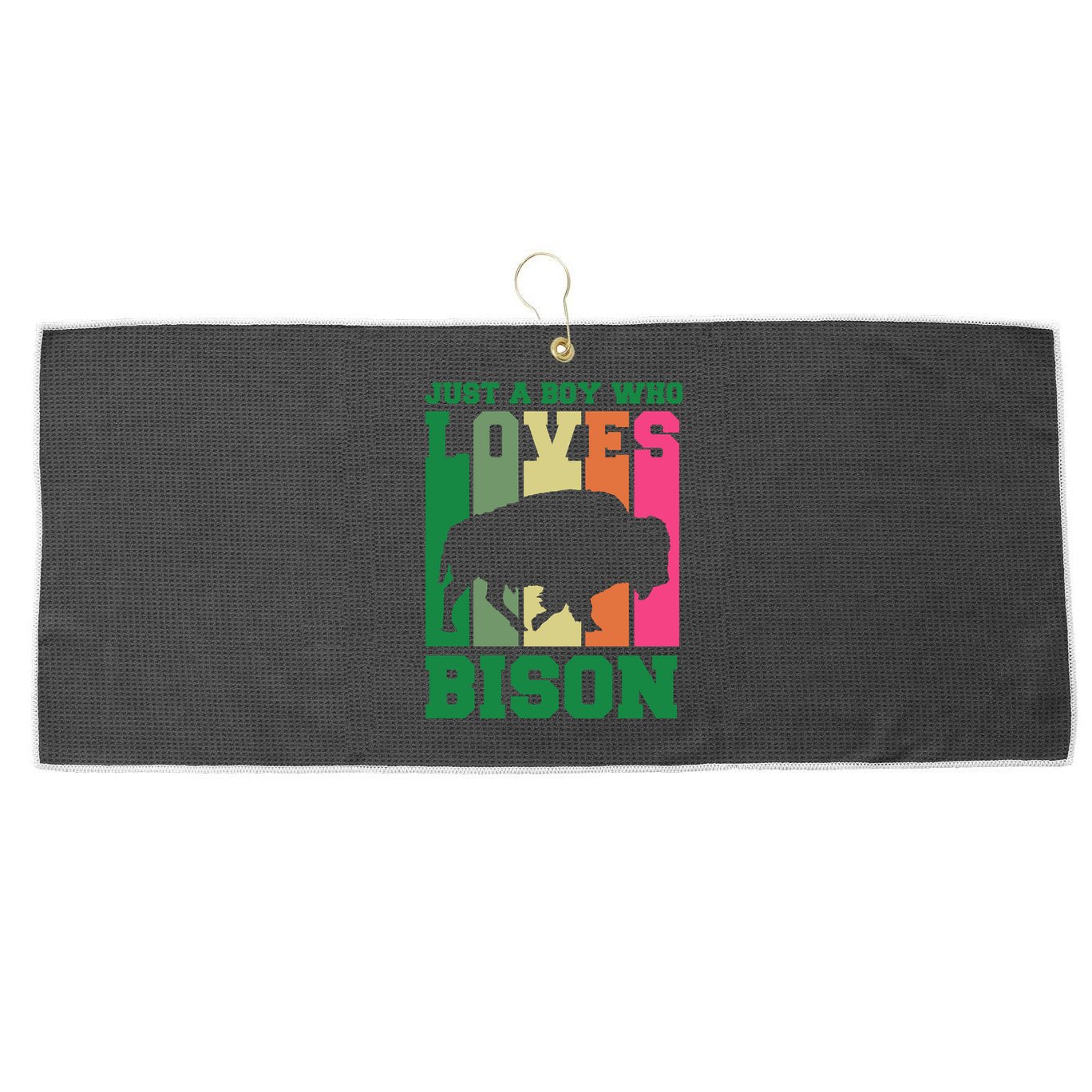 Just A Boy Who Loves Bison Large Microfiber Waffle Golf Towel