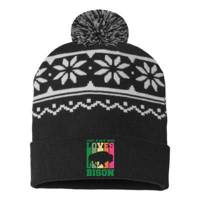 Just A Boy Who Loves Bison USA-Made Snowflake Beanie