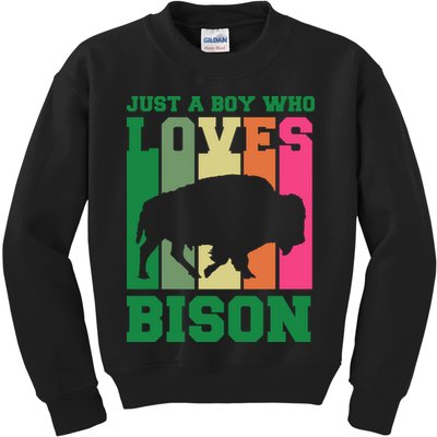 Just A Boy Who Loves Bison Kids Sweatshirt