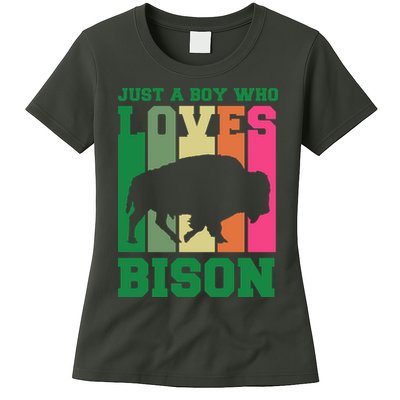 Just A Boy Who Loves Bison Womens T-Shirt