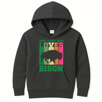 Just A Boy Who Loves Bison Kids Hoodie