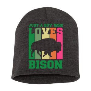 Just A Boy Who Loves Bison Short Acrylic Beanie