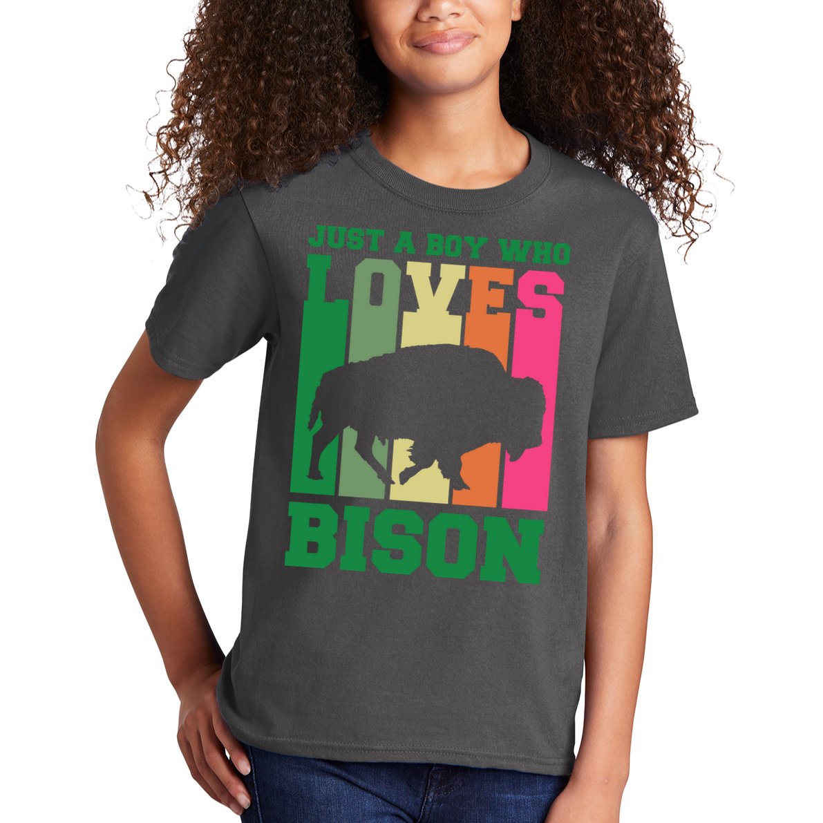 Just A Boy Who Loves Bison Kids T-Shirt