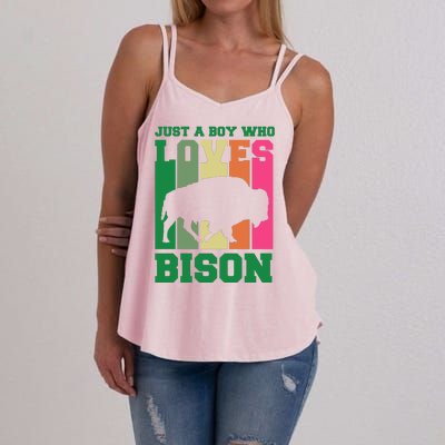 Just A Boy Who Loves Bison Women's Strappy Tank