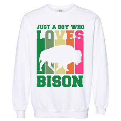 Just A Boy Who Loves Bison Garment-Dyed Sweatshirt