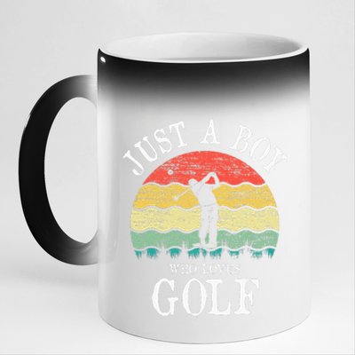 Just A Boy Who Loves Golf 11oz Black Color Changing Mug