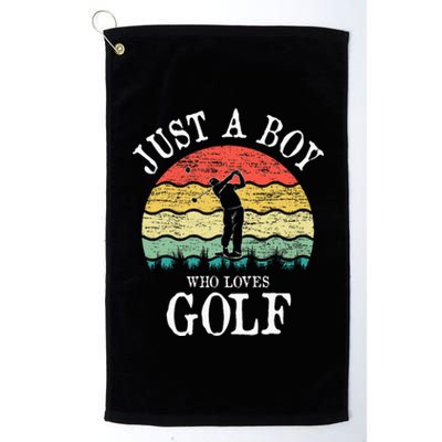 Just A Boy Who Loves Golf Platinum Collection Golf Towel