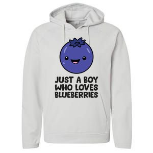 Just A Boy Who Loves Blueberries Performance Fleece Hoodie