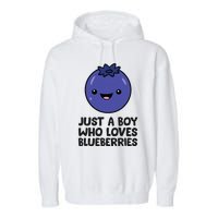 Just A Boy Who Loves Blueberries Garment-Dyed Fleece Hoodie