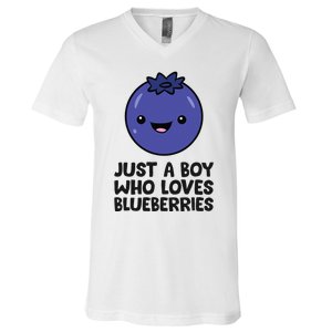 Just A Boy Who Loves Blueberries V-Neck T-Shirt