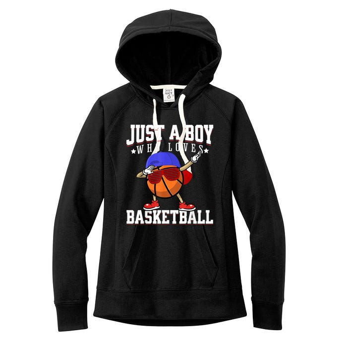 Just A Bo Y Who Loves Basketball, American Sport Player Women's Fleece Hoodie