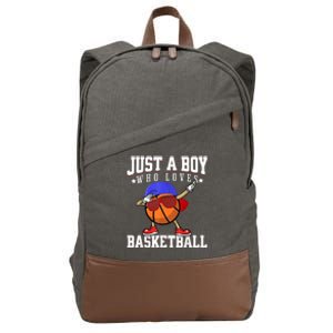 Just A Bo Y Who Loves Basketball, American Sport Player Cotton Canvas Backpack