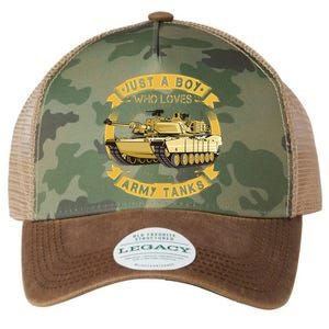 Just A Boy Who Loves Army Tanks For Military Boy Legacy Tie Dye Trucker Hat