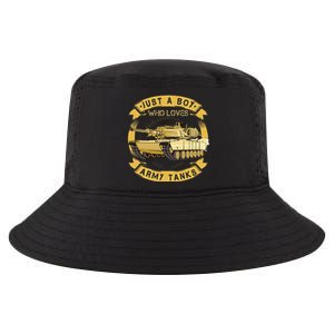 Just A Boy Who Loves Army Tanks For Military Boy Cool Comfort Performance Bucket Hat