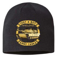 Just A Boy Who Loves Army Tanks For Military Boy Sustainable Beanie