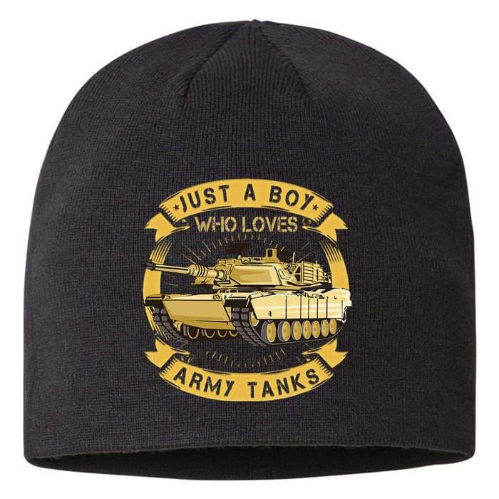 Just A Boy Who Loves Army Tanks For Military Boy Sustainable Beanie