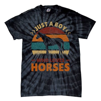 Just A Boy Who Loves Horses Horse Stuff Horse Lover Tie-Dye T-Shirt