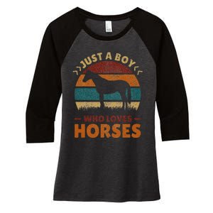 Just A Boy Who Loves Horses Horse Stuff Horse Lover Women's Tri-Blend 3/4-Sleeve Raglan Shirt