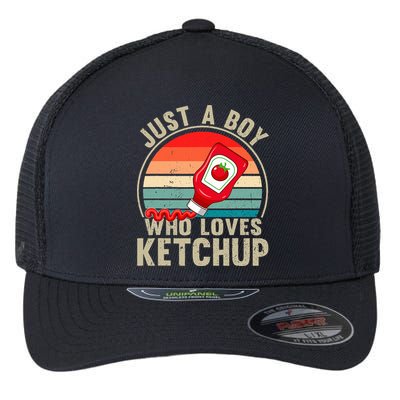 Just a Boy Who Loves Ketchup Catsup Condiment Lover Flexfit Unipanel Trucker Cap