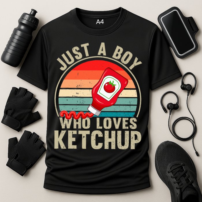 Just a Boy Who Loves Ketchup Catsup Condiment Lover Cooling Performance Crew T-Shirt