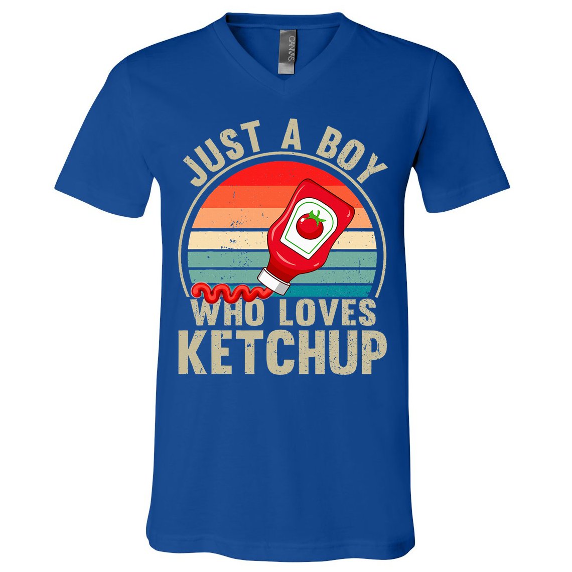 Just a Boy Who Loves Ketchup Catsup Condiment Lover V-Neck T-Shirt