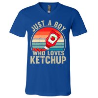 Just a Boy Who Loves Ketchup Catsup Condiment Lover V-Neck T-Shirt