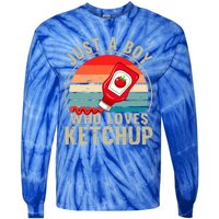 Just a Boy Who Loves Ketchup Catsup Condiment Lover Tie-Dye Long Sleeve Shirt