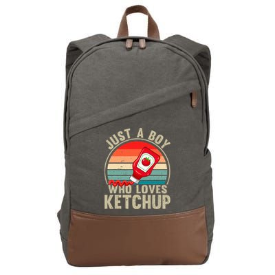 Just a Boy Who Loves Ketchup Catsup Condiment Lover Cotton Canvas Backpack