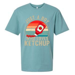 Just a Boy Who Loves Ketchup Catsup Condiment Lover Sueded Cloud Jersey T-Shirt