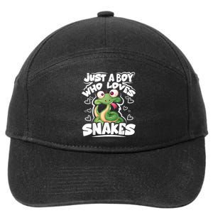 Just A Boy Who Loves Snakes Snake Lover Gift 7-Panel Snapback Hat