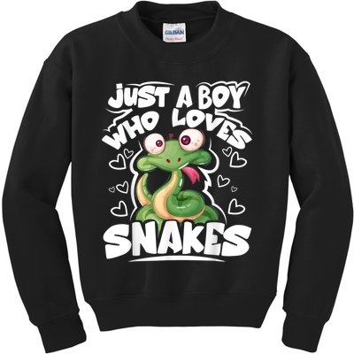 Just A Boy Who Loves Snakes Snake Lover Gift Kids Sweatshirt